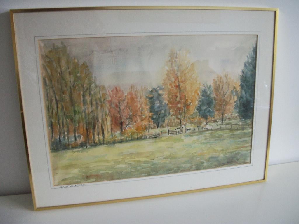 Aquarel, Schilderij - Herfst in Laren - Ben Hosman - 73 x 55, Ophalen