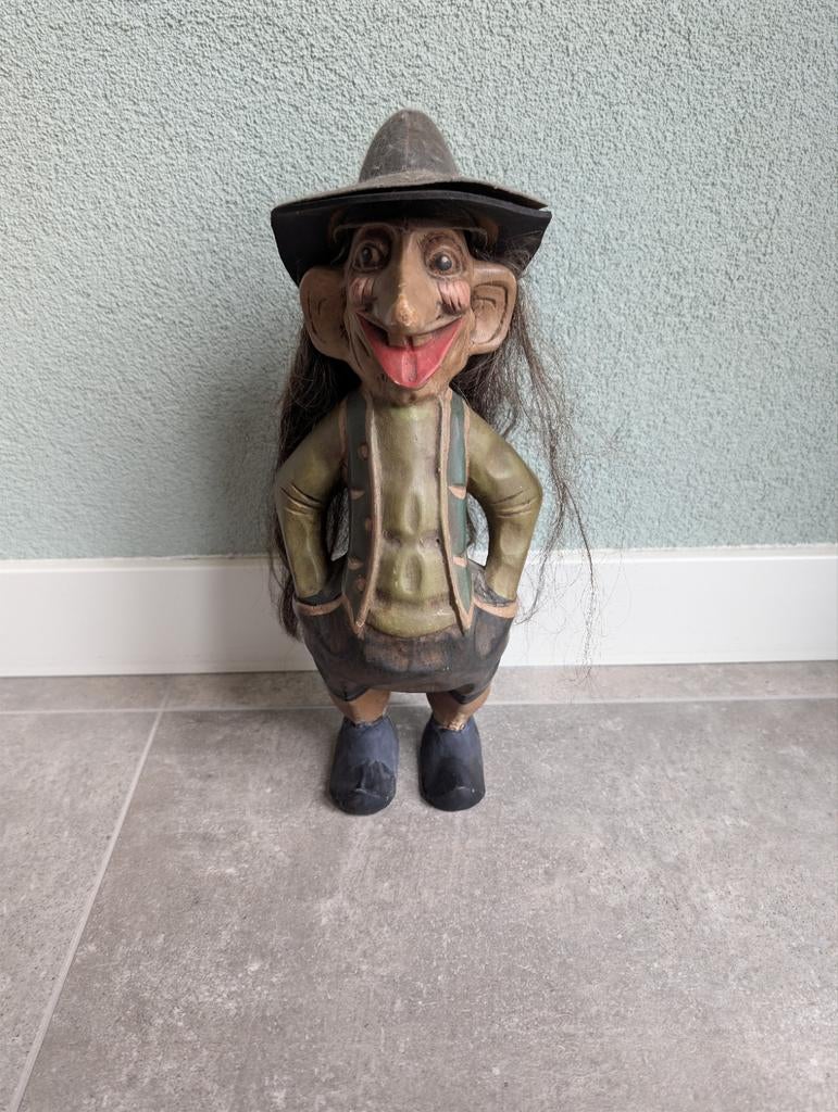 Vintage Noorse Trol met de hand gemaakte trol met hoed, Ophalen of Verzenden, Gebruikt, Fantasy