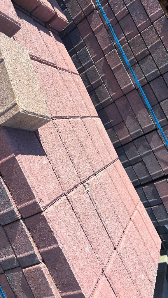 Beton kei klinker 6 cm rood zwart 71m2 mooi restant, Tuin en Terras, Tegels en Klinkers, Zo goed als nieuw, Klinkers, Beton, 10 m² of meer