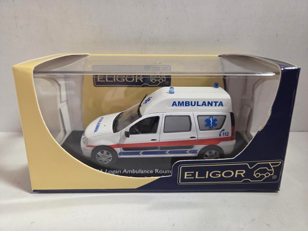 Eligor Dacia Logan Ambulance Roemenië 1:43, Hobby en Vrije tijd, Modelauto's | 1:43, Overige merken, Auto, ., Ophalen of Verzenden