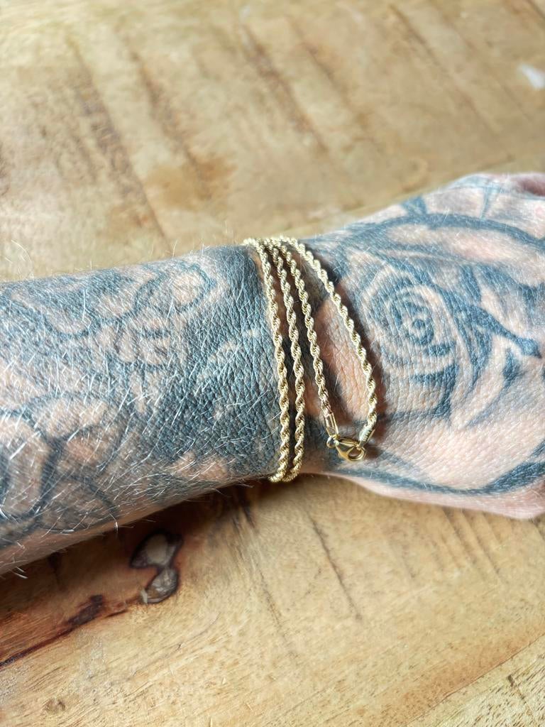 Fijne 14K Gouden Rope Ketting, Sieraden, Tassen en Uiterlijk, Kettingen, Ophalen, Zo goed als nieuw, Goud