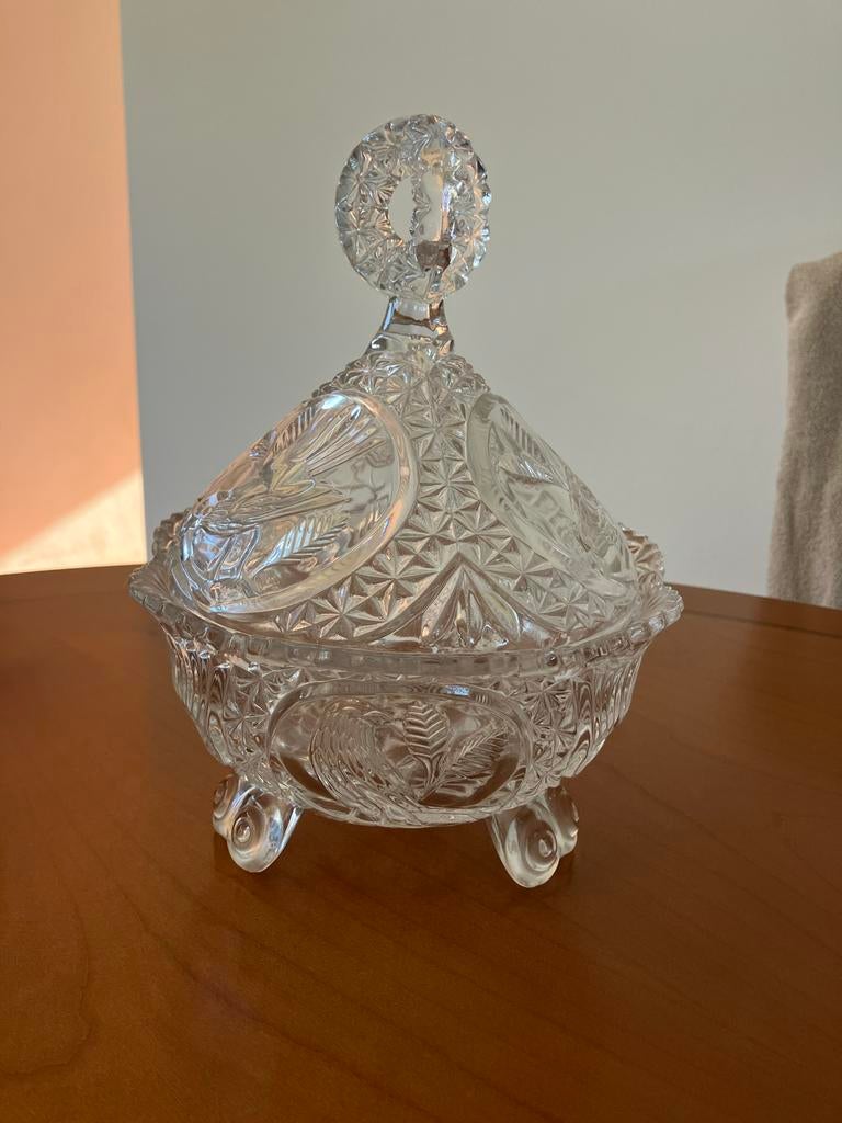 Hofbauer Byrdes kristallen bonbonnière met deksel, Antiek en Kunst, Ophalen