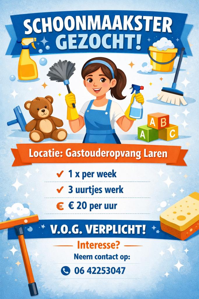 Schoonmaakster gezocht, Vacatures, Vacatures | Thuiswerk