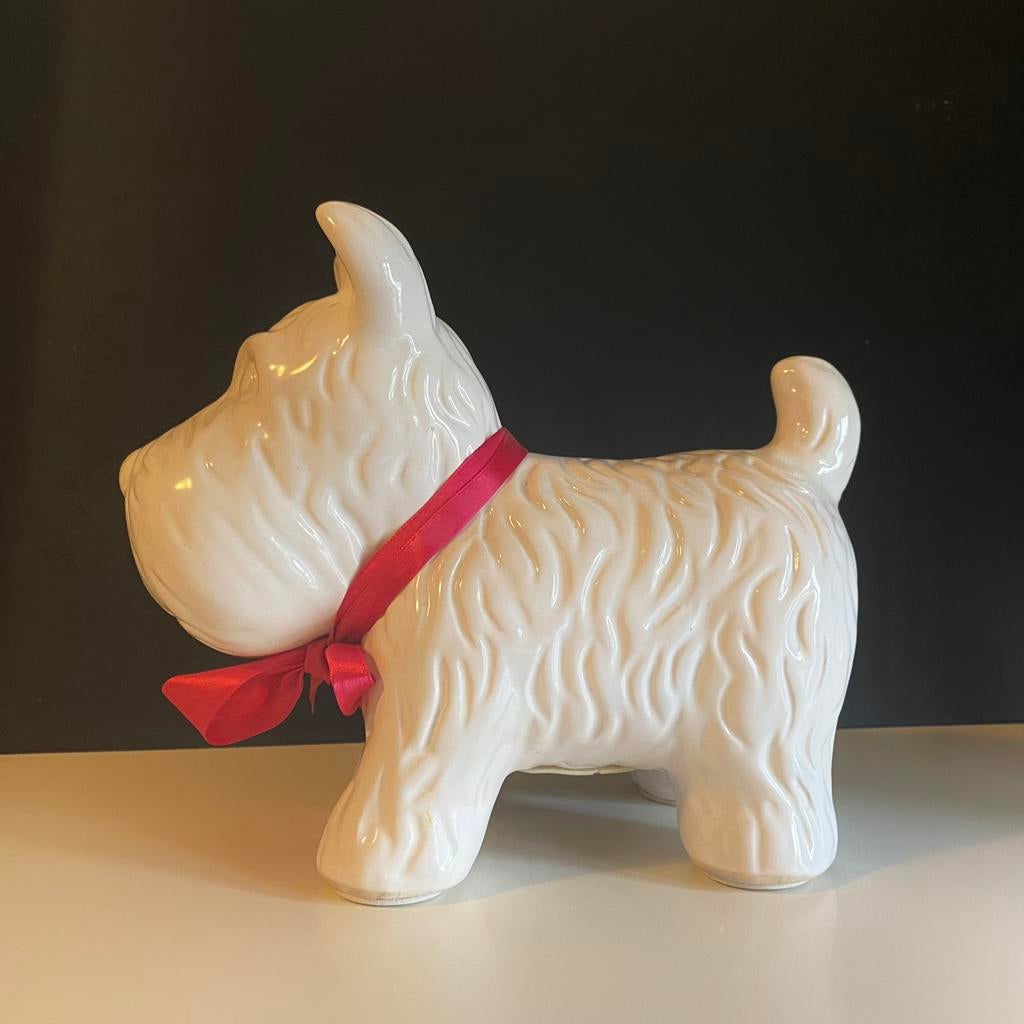 Keramieken Terriër Hond Spaarpot/Beeldje, Ophalen of Verzenden, Zo goed als nieuw, Steen, Aardewerk of Keramiek, Dier