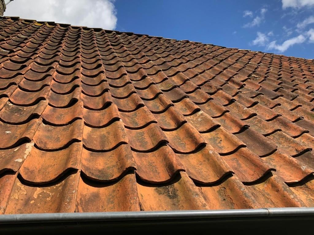 Dakpan oud Hollandse rood, gesmoord en geglazuurd + nokvorst, Doe-het-zelf en Verbouw, Dakpannen en Dakbedekking, Ophalen, Gebruikt