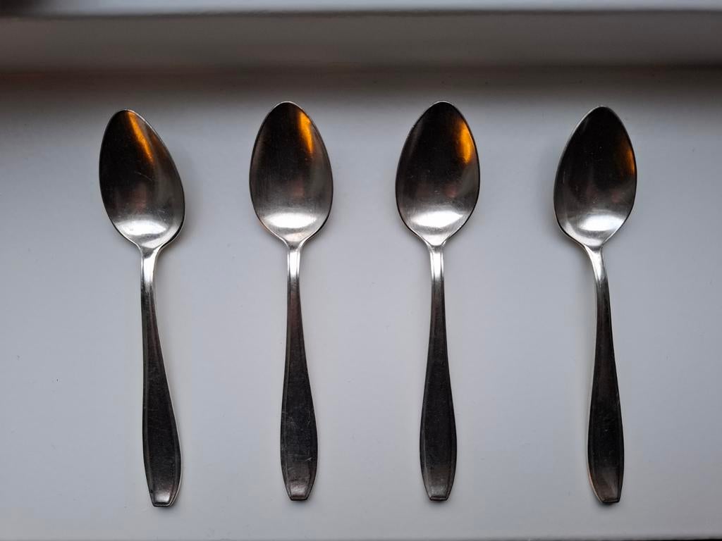 4 Verzilverde Lepeltjes NH Sola 90, Ophalen of Verzenden