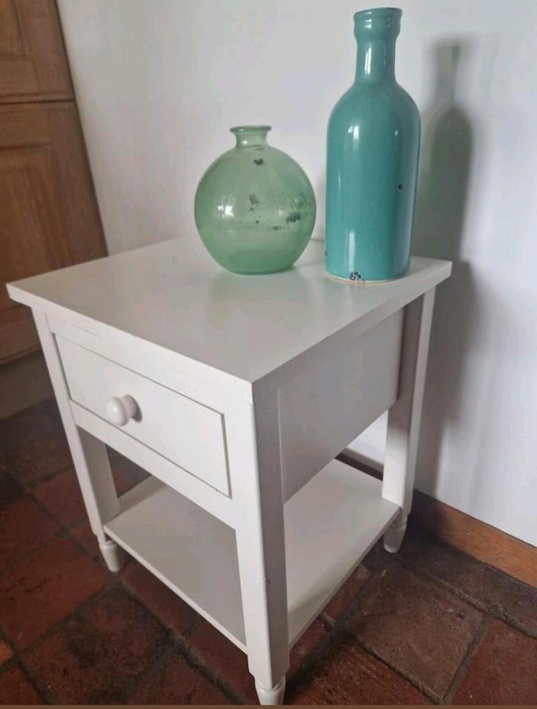 Handig Landelijk klein wit kastje met lade, Ophalen of Verzenden, Minder dan 45 cm