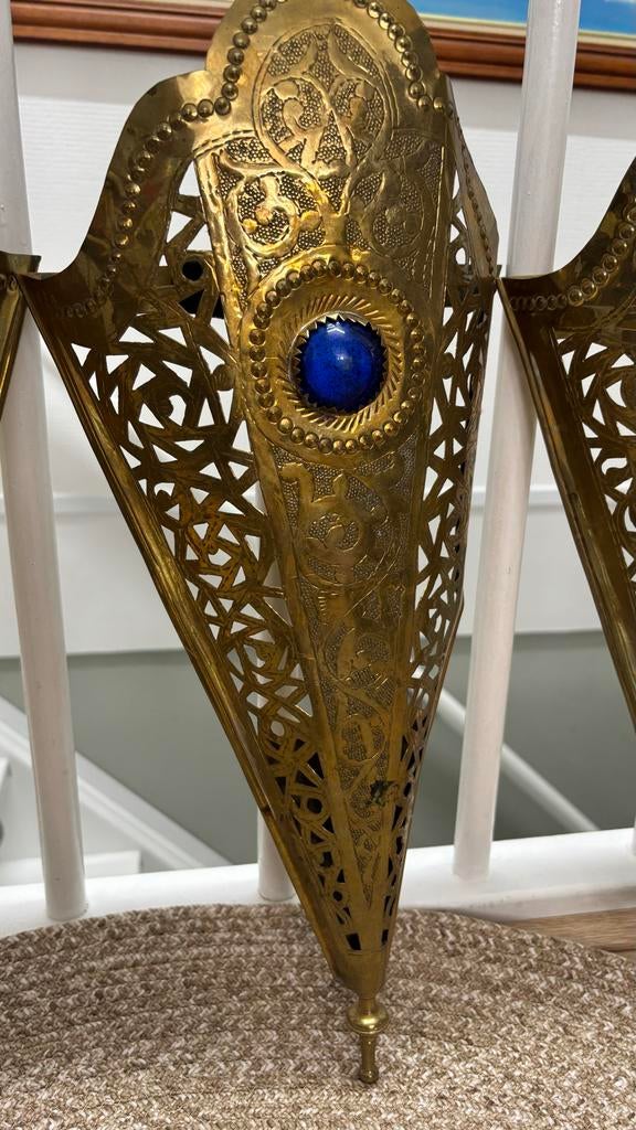 Marokkaanse lampenhouder/kap 4 stuks, Ophalen, Koper of Brons