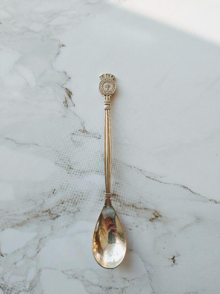 CRB Raiffeisenbank, nu RABO zilverplate lepeltje, Antiek en Kunst, Ophalen of Verzenden