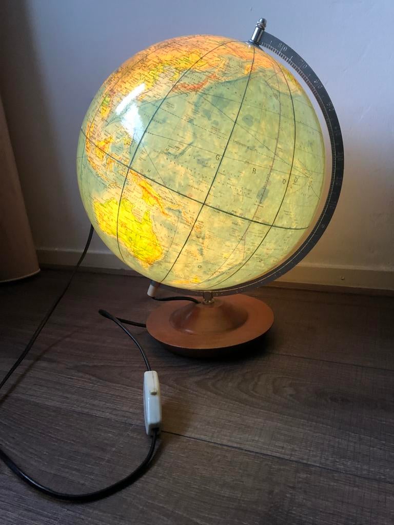 Wereldbol globe met verlichting 33 cm, Ophalen of Verzenden, Verlicht, Gebruikt