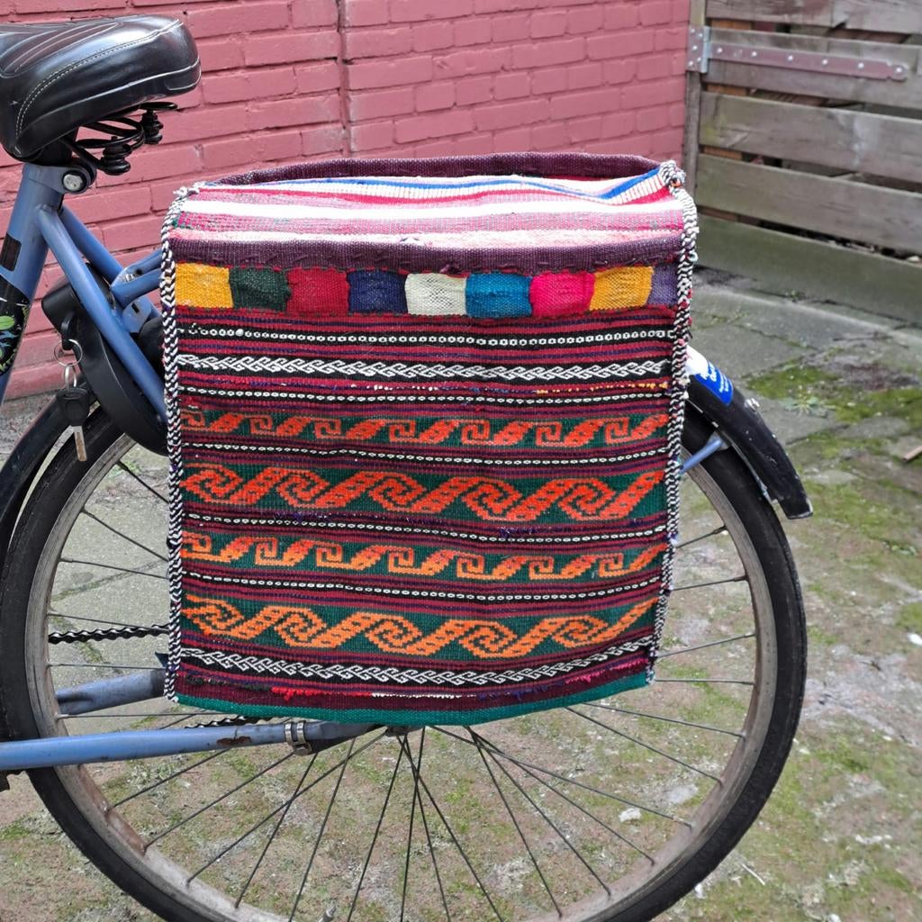 Fietstassen hand knotted ~ Handmade bikebags 94×38 cm, Ophalen of Verzenden, Gebruikt