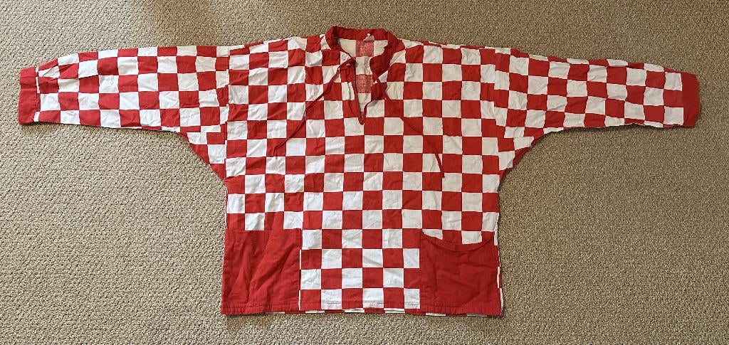 Carnavalskleding: Brabantse Kiel rood/wit geblokt (maat 7), Maat 38/40 (M), Carnaval, Ophalen of Verzenden, Onbekend