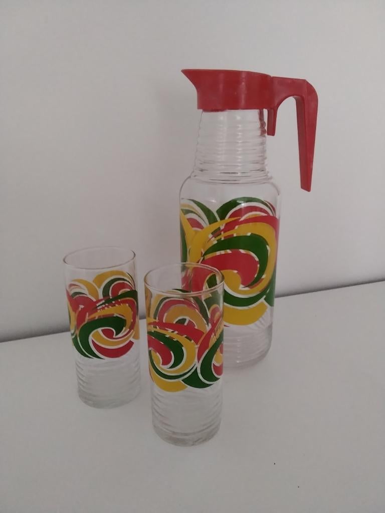 vintage space age glazen set met kan retro, Ophalen of Verzenden, Huis en Inrichting