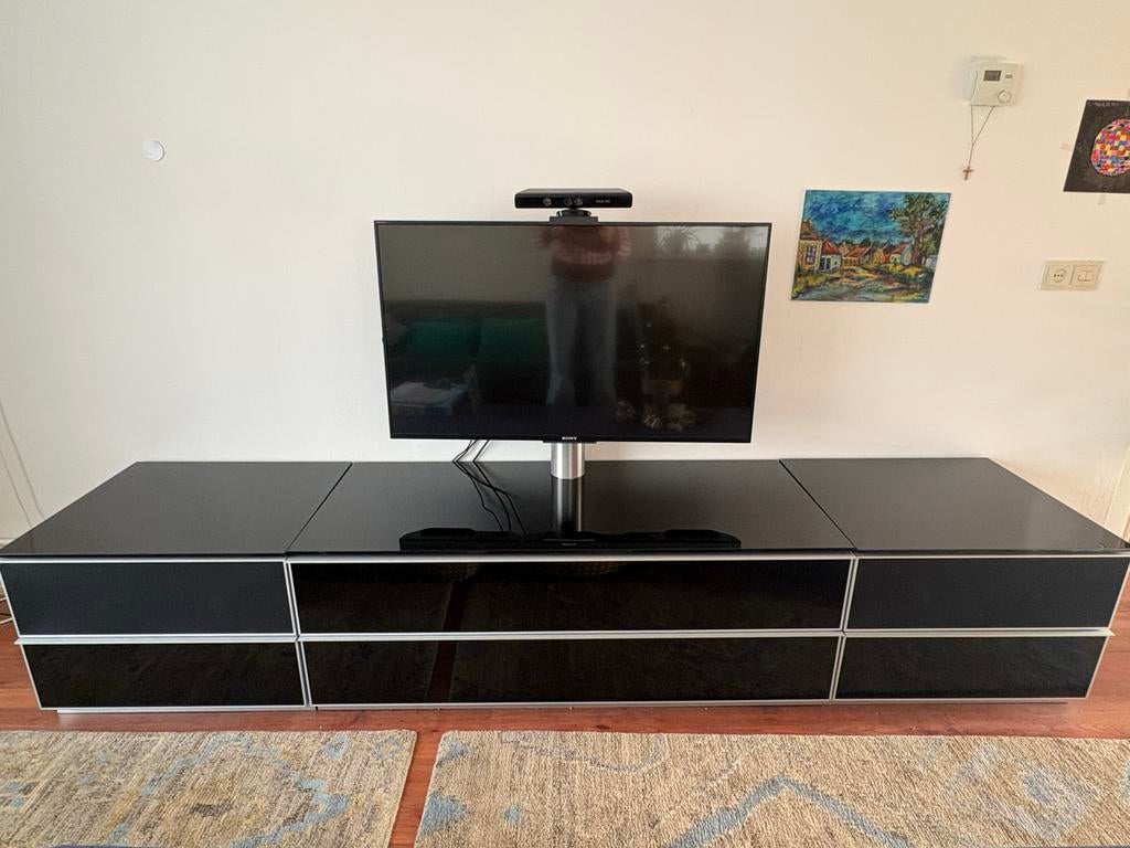 Spectral TV Meubel Zwart Glas met Speakers, Ophalen of Verzenden, 200 cm of meer, Minder dan 100 cm, 50 tot 75 cm