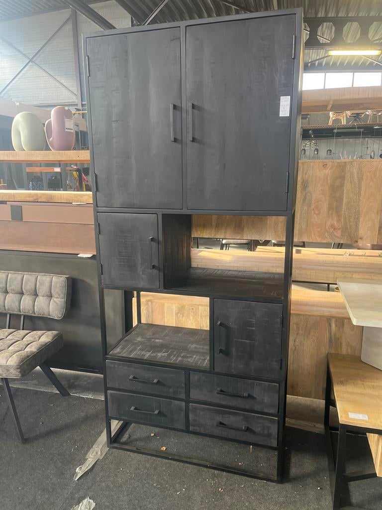Vakkenkast Denver Black - Weco Meubelen, Ophalen, 200 cm of meer, 50 tot 100 cm, Zo goed als nieuw