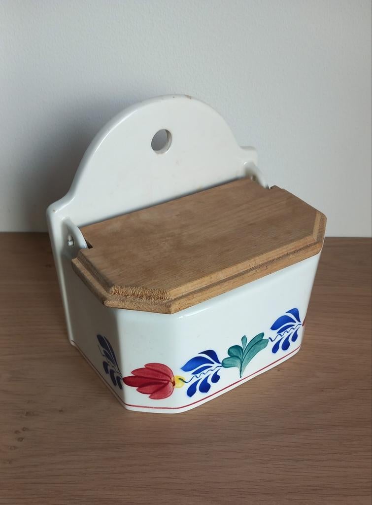 Vintage Boerenbont Zoutbak met Lepel (1978-1982), Ophalen of Verzenden