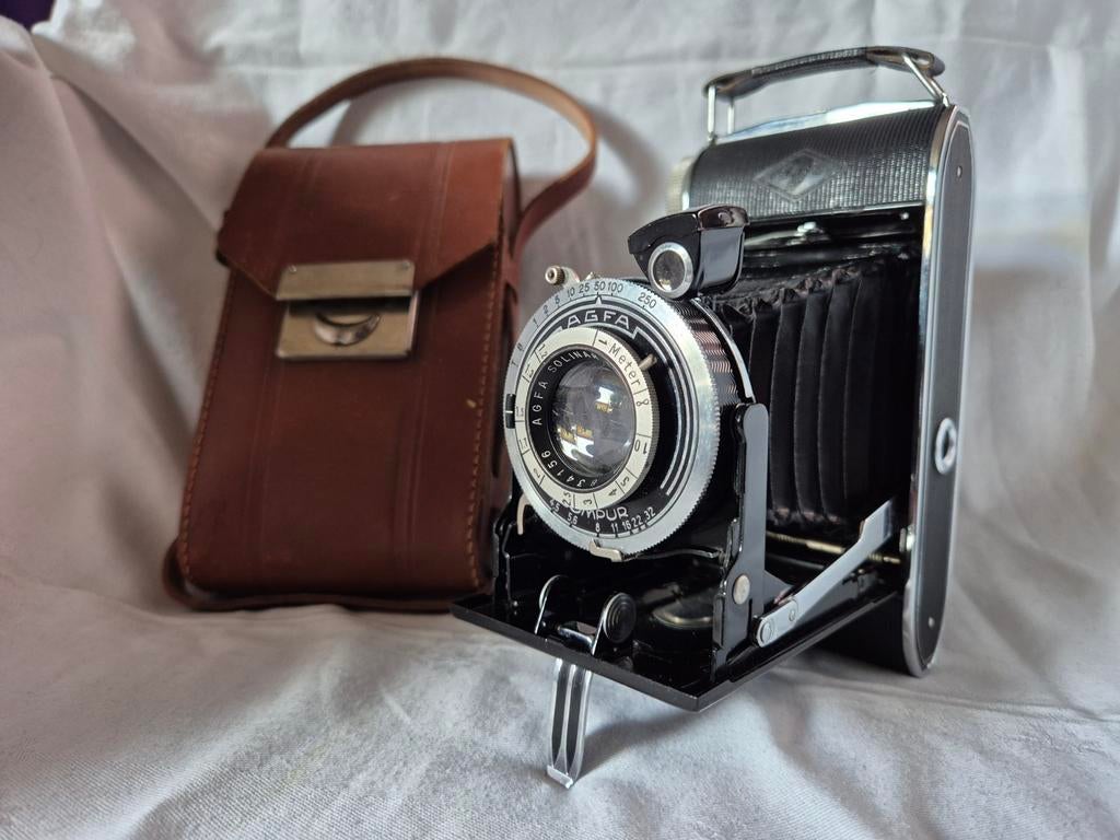Vintage Agfa Compur  vouwcamera met tas, Audio, Tv en Foto, Fotocamera's Analoog, Ophalen of Verzenden, Gebruikt, Compact