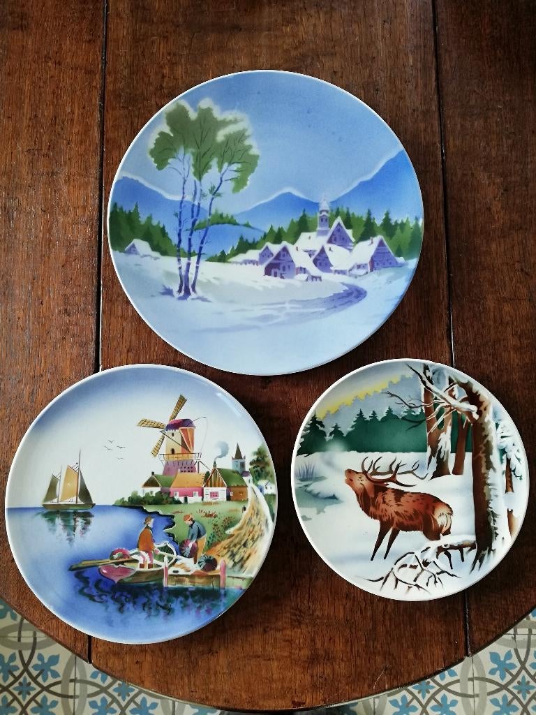 3 kleurrijke art deco wandborden Villeroy / Boch, Ophalen of Verzenden, Zo goed als nieuw