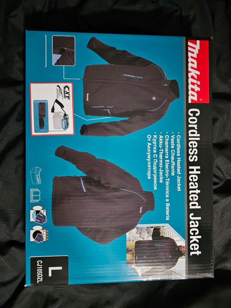 Makita verwarmde jas CJ105DZL, Ophalen, Nieuw, Maat 52/54 (L), Zwart