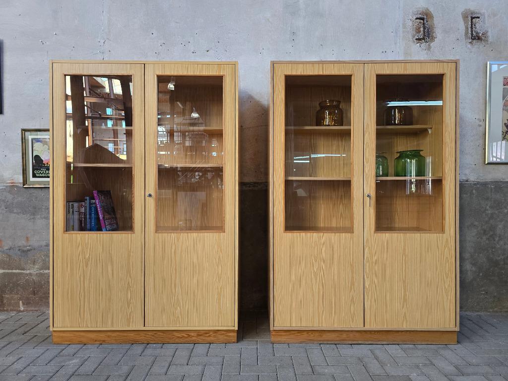4x Jaren 70 Duitse School Vitrine Kast | Grote Vitrinekast, 100 tot 150 cm, Ophalen of Verzenden, Glas, Vintage Retro Mid Century Design Jaren 70