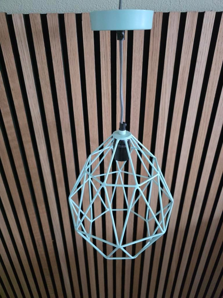 Mintgroene Metalen Hanglamp, Huis en Inrichting, Lampen | Hanglampen, Zo goed als nieuw, Minder dan 50 cm, Metaal, Ophalen of Verzenden