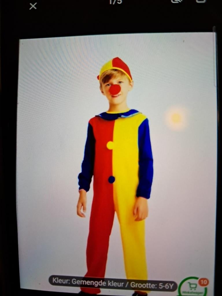 Clownspak maat 110-116 (5-6 jaar), Ophalen of Verzenden, Nieuw, 110 t/m 116, Jongen of Meisje