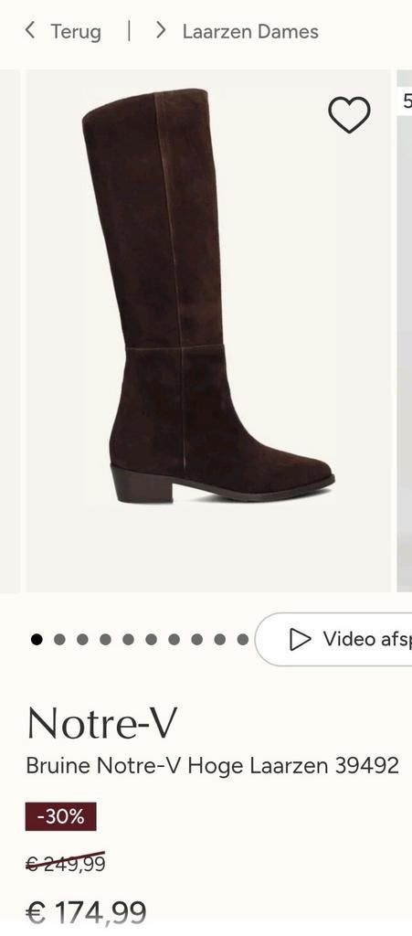 Laarzen Notre-V bruin maat 39 NIEUW, Bruin, Nieuw, Ophalen of Verzenden, Hoge laarzen