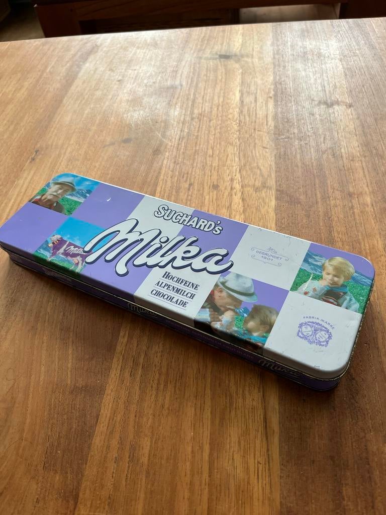 Vintage Milka koektrommel, Ophalen of Verzenden, Gebruikt, Koek(jes), Overige merken