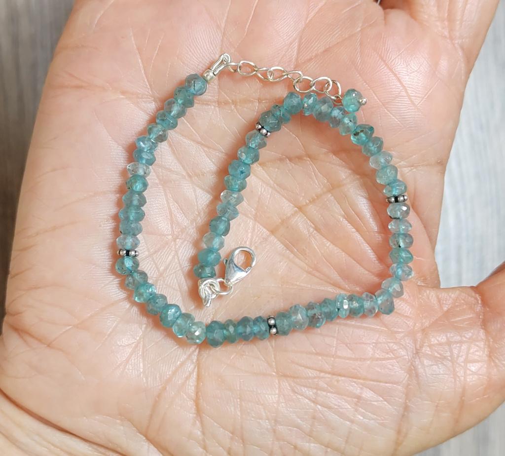 925 zilveren armband met natuurlijke Apatiet steen, O.T., Blauw, Nieuw, Ophalen of Verzenden