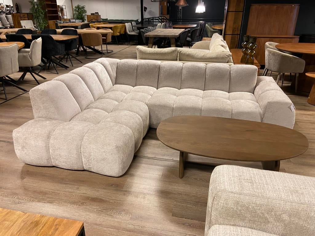 Nieuw bankstel - Hoekbank bank nieuw outlet sofa en meer, Ophalen, Nieuw, Stof, Bankste offwhite leer antraciet rood groen hoekbank teddystof