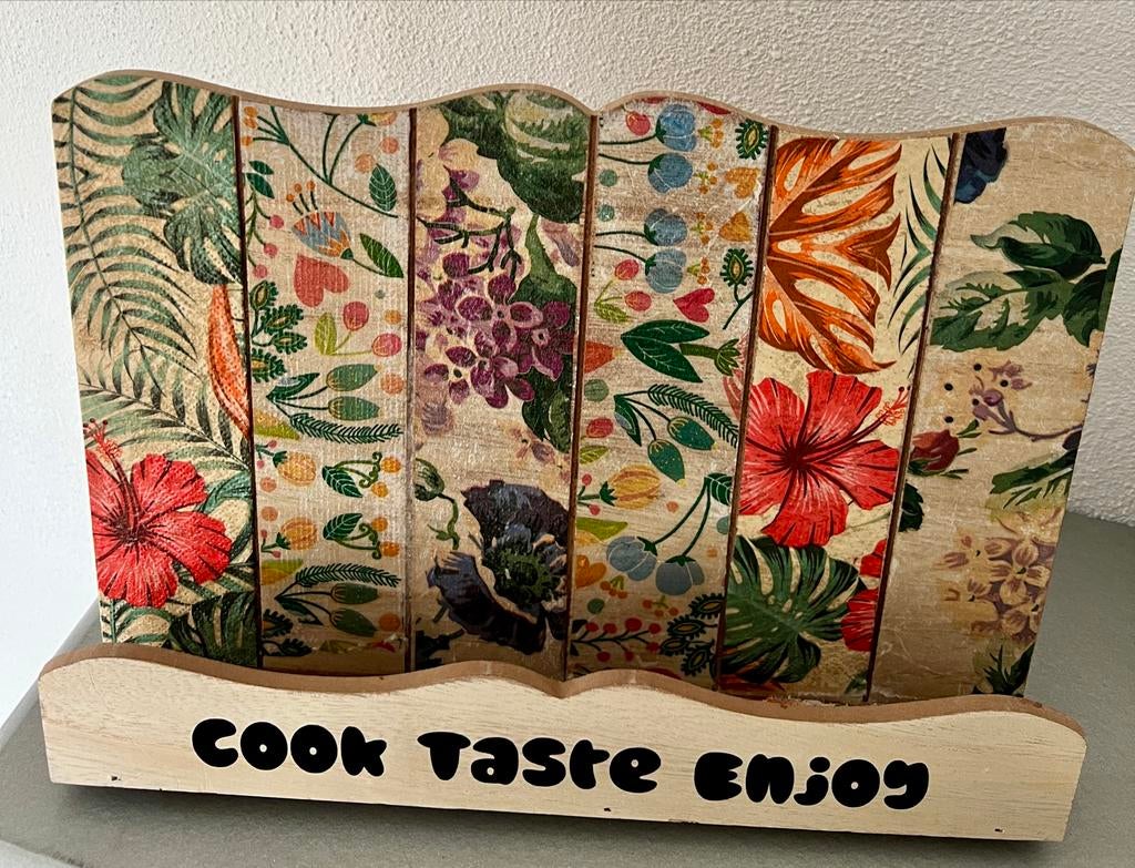 Kookboekstandaard met bloemenprint, Ophalen of Verzenden, Zo goed als nieuw