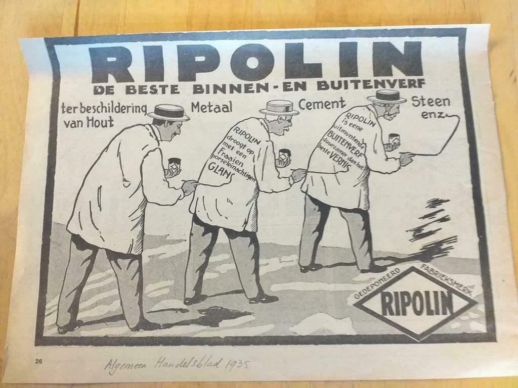 Ripolin - advertentie uit tijdschrift 1935, Ophalen of Verzenden, 1920 tot 1940, Knipsel(s)