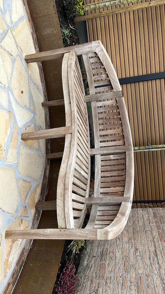 Bananenbank 152cm, Ophalen of Verzenden, Gebruikt, Teakhout