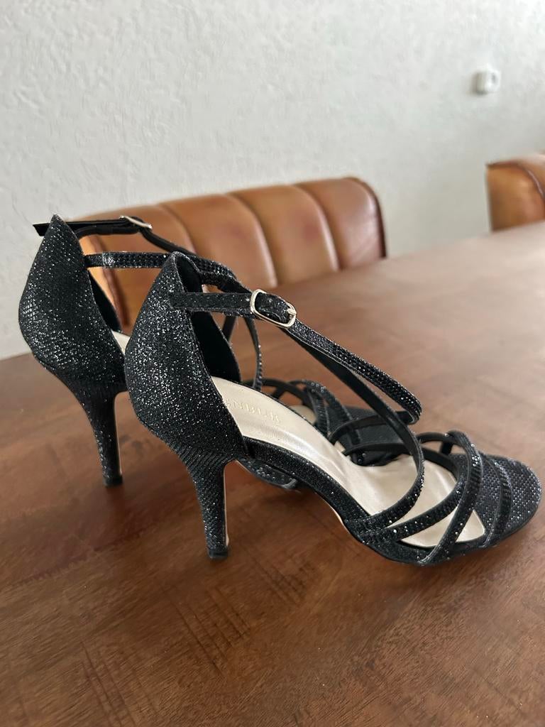 Zwarte glitter pumps - Maat 38, Ophalen of Verzenden, Zo goed als nieuw, Zwart, Pumps