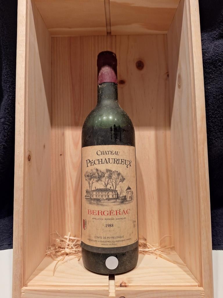 Château Pechaurieux Bergerac 1988 - Vintage Rode Wijn, Verzamelen, Ophalen of Verzenden, Gebruikt, Frankrijk, Rode wijn
