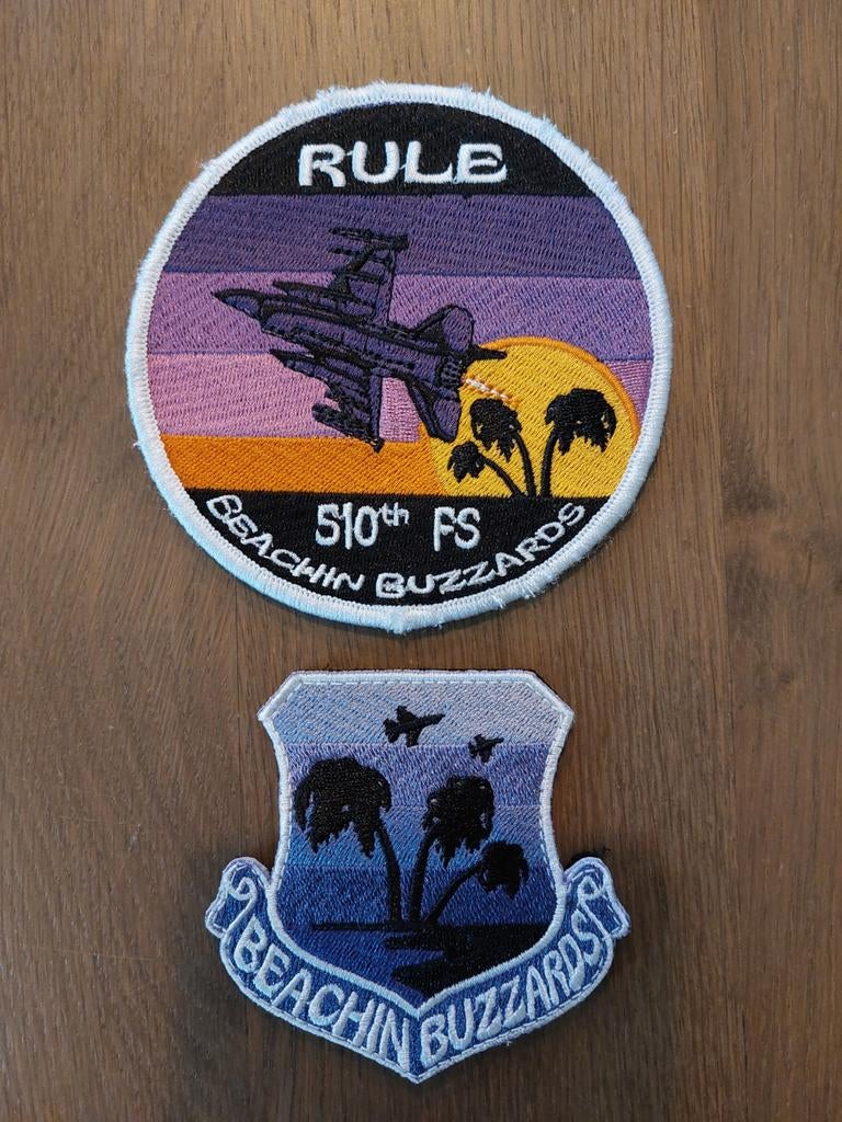 Patch set USAF 510 Fighter Squadron klittenband, Verzenden, Luchtmacht, Amerika, Embleem of Badge