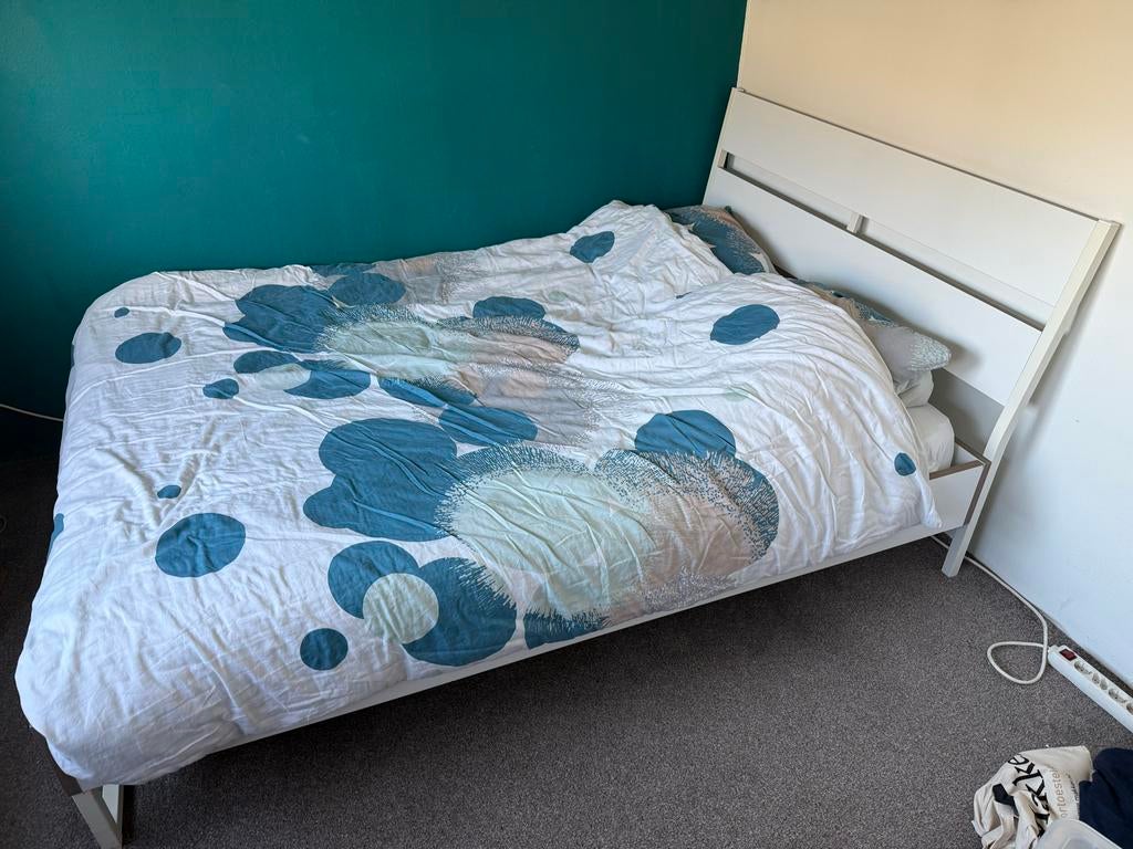 Ikea Trysil bed 140x200 met matras en toebehoren, Ophalen, Gebruikt, Wit, Tweepersoons