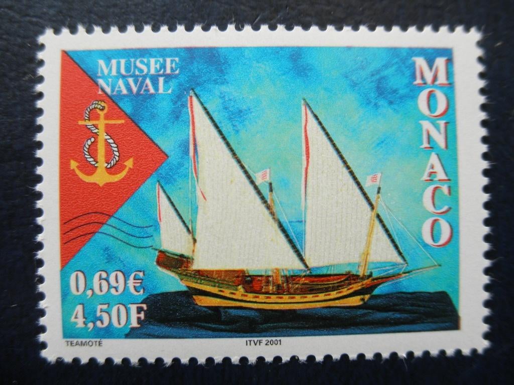 Postzegels Monaco 2001 zeilschepen - cw. € 1,70 postfris., Ophalen of Verzenden, Postfris