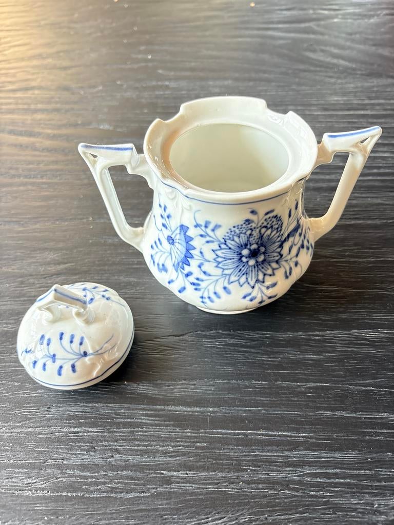 Antieke Suikerpot - Blauw Delfts Bloemmotief, Ophalen of Verzenden