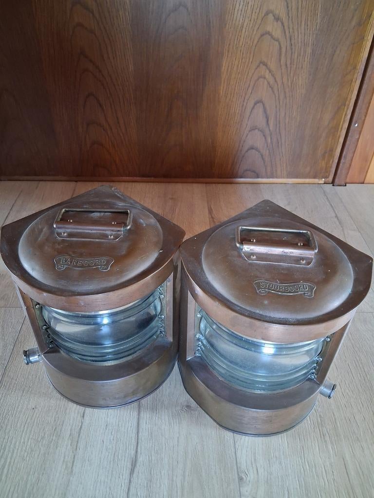 Koperen navigatie scheepslampen, Ophalen of Verzenden