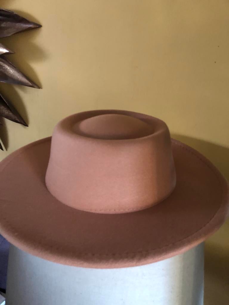 Elegante Camel Hoed met Brede Rand + Gratis Cowboyhoed, Ophalen, Zo goed als nieuw, One size fits all, Hoed