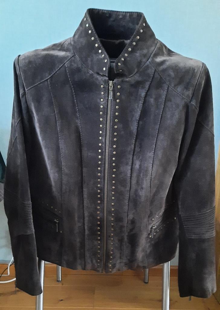 Lederen suède blazer (Maat 44), Bruin, Maat 42/44 (L), Ophalen of Verzenden, Onbekend