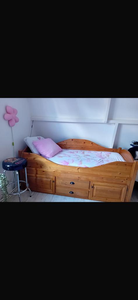 Eenpersoonskajuitbed massief grenen, Huis en Inrichting, Slaapkamer | Bedden, Ophalen, Overige materialen, 90 cm, Eenpersoons