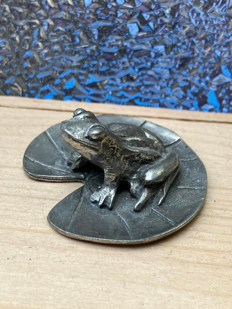 Vintage Tin Kikker op Waterlelieblad, Ophalen of Verzenden