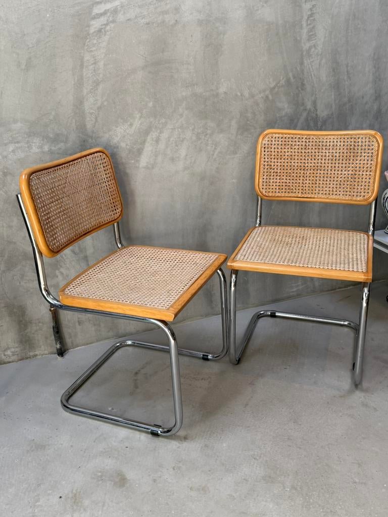 Vintage stoelen - chroom en webbing, Huis en Inrichting, Ophalen, Twee, Overige kleuren, Q