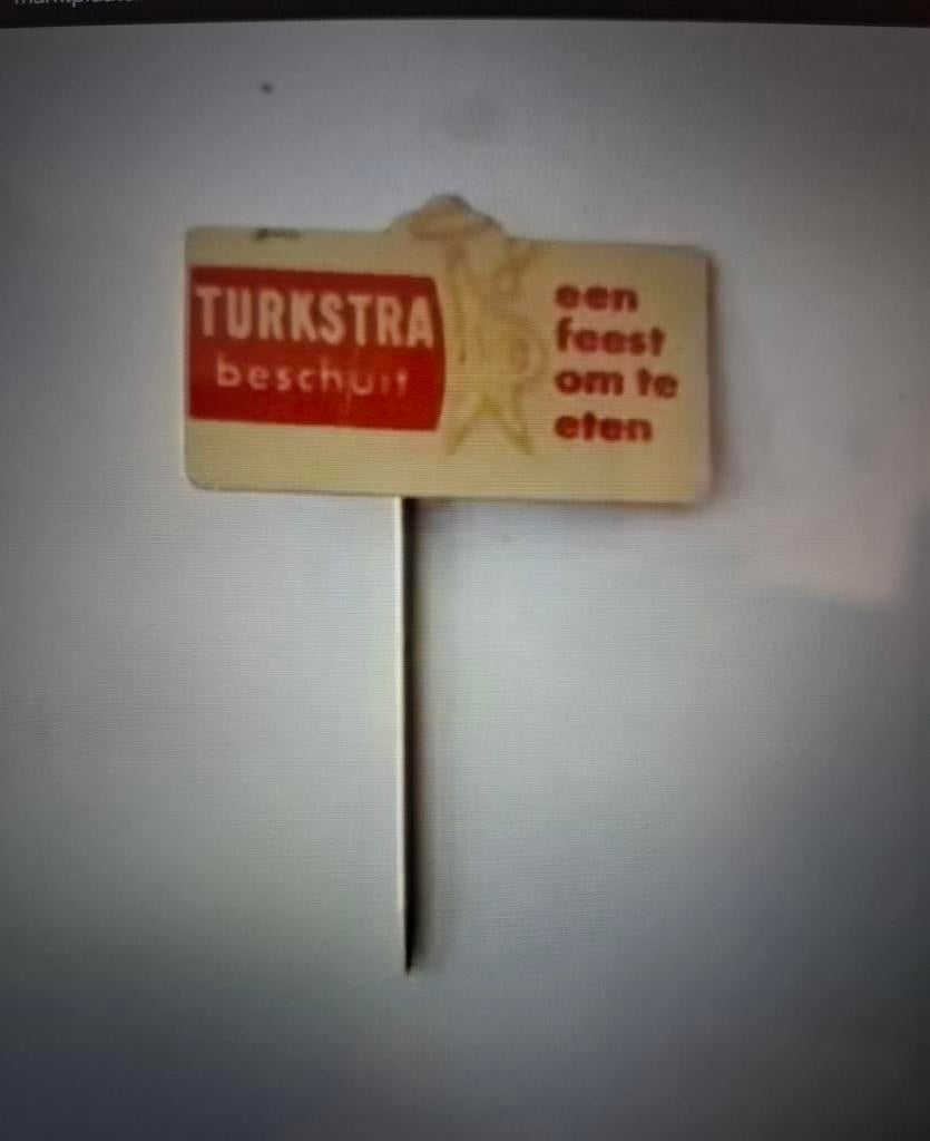 Speldje Turkstra beschuit, Verzamelen, Ophalen of Verzenden, Zo goed als nieuw, Merk, Speldje of Pin