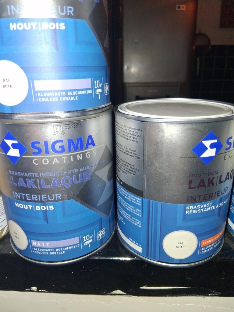 Sigma lak RAL 9010 en 9016  en ral 9003zijdeglans of mat, Ophalen of Verzenden, Nieuw, Wit, Lak