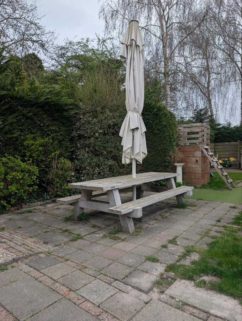 Picknick tafel met parasol, Ophalen of Verzenden, Gebruikt