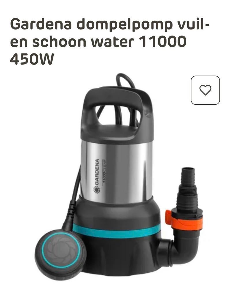 Gardena dompelpomp vuil- en schoon water 11000 450W, Ophalen, Gebruikt, Elektrisch, Dompelpomp