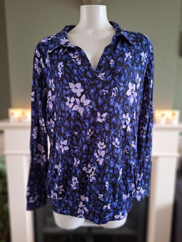 Enjoy paars lila zwarte blauwe top XL valt ruim, Kleding | Dames, Tops, Verzenden, Paars, Maat 46/48 (XL) of groter, Enjoy